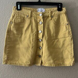 Yellow Denim Button Up Skirt